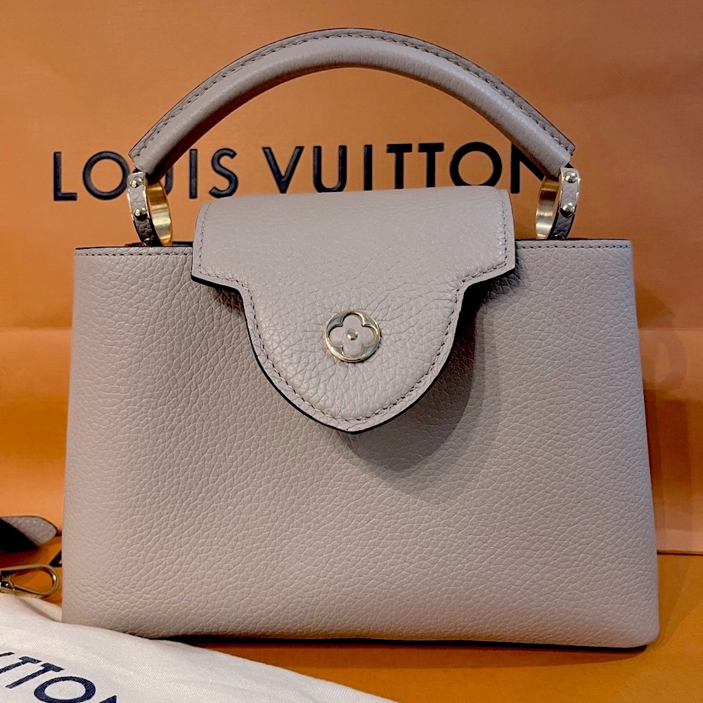 Louis Vuitton Capucine BB Taurillon Leather Iconic Bag Purse Taupe Galet Pebble - Picture 3 of 15